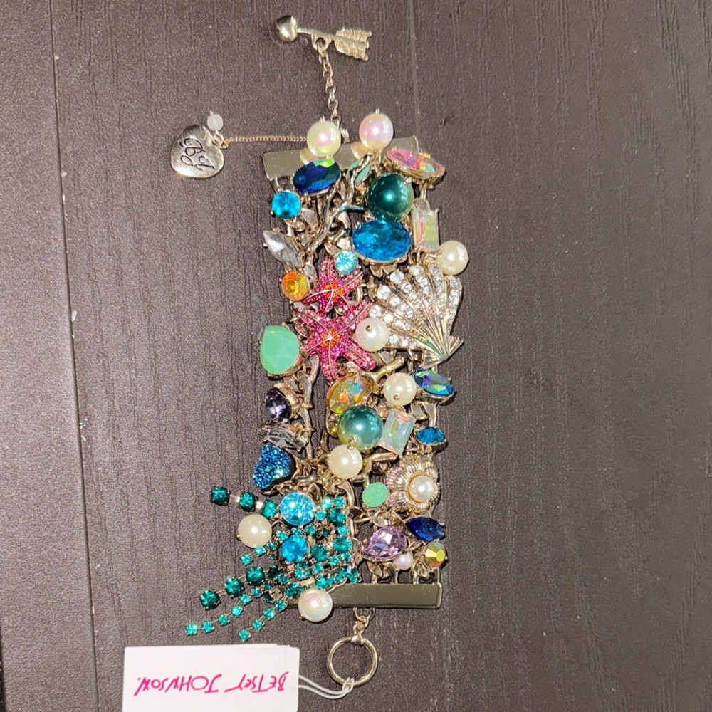 Sea scape Mermaid Theme Colorful Vintage Betsey Johnson Beaded Bracelet
